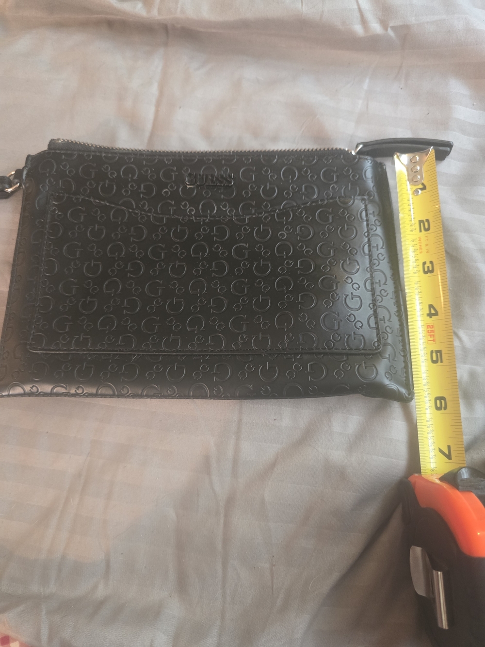 Guess Black Embossed Monogram Clutch